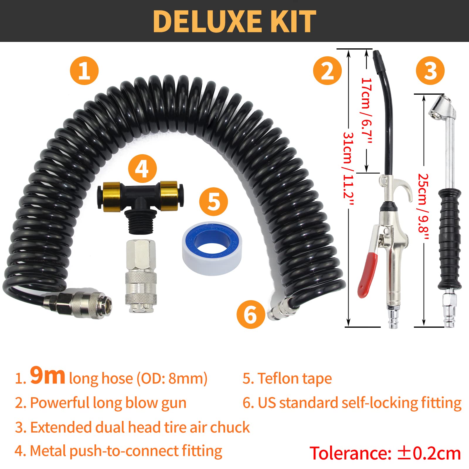 iBroPrat 9m nylon coil provides extended reach for cab maintenance.