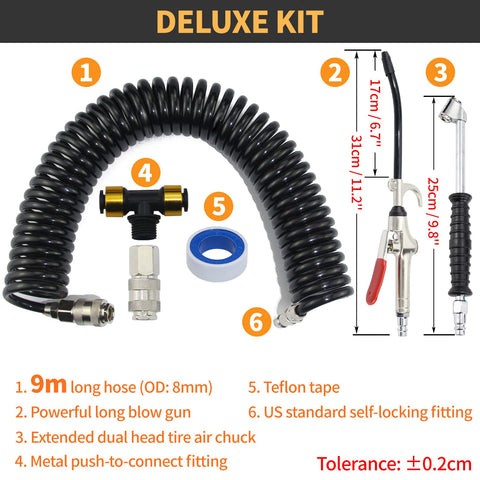 iBroPrat 9m nylon coil provides extended reach for cab maintenance.