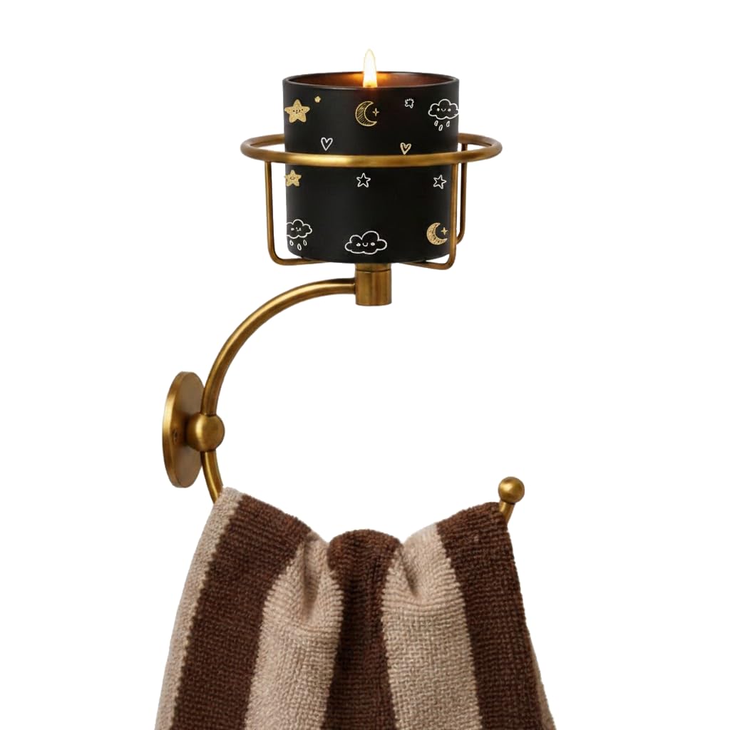 ICCTUO solid brass hand towel holder and candle sconce with durable antique finish