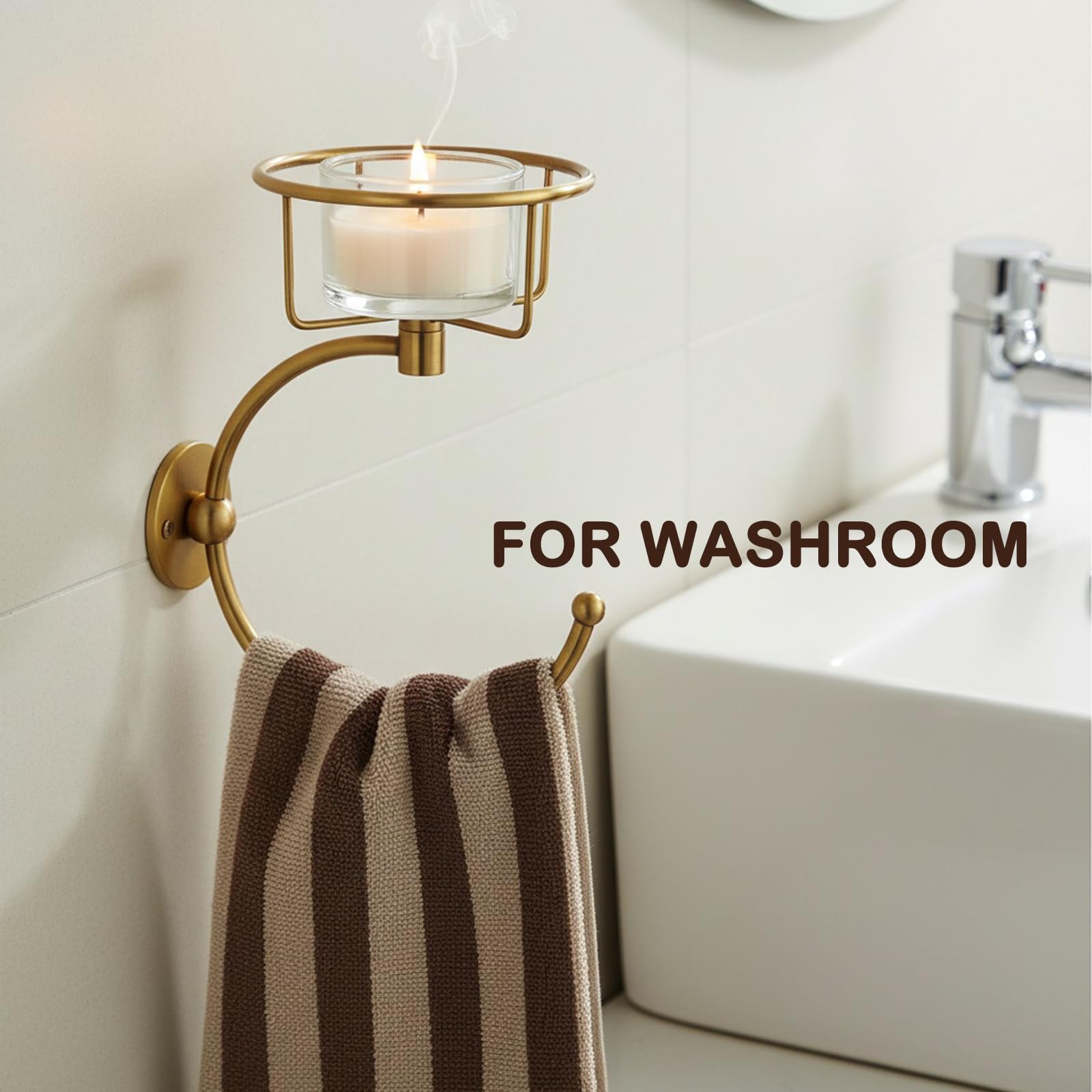 ICCTUO antique brass wall candle holder adds vintage elegance to bath spaces