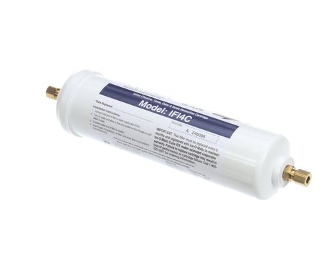 Ice-O-Matic IFI4C inline filter close-up showing compact design for small kitchens