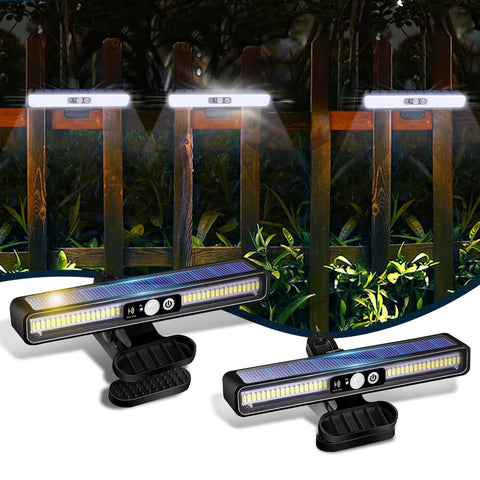 ICEKO KN clip-on solar motion light on fence enhances security with motion sensing.