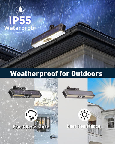 ICEKO KN clip-on solar motion light mounted on gutter for easy outdoor lighting.