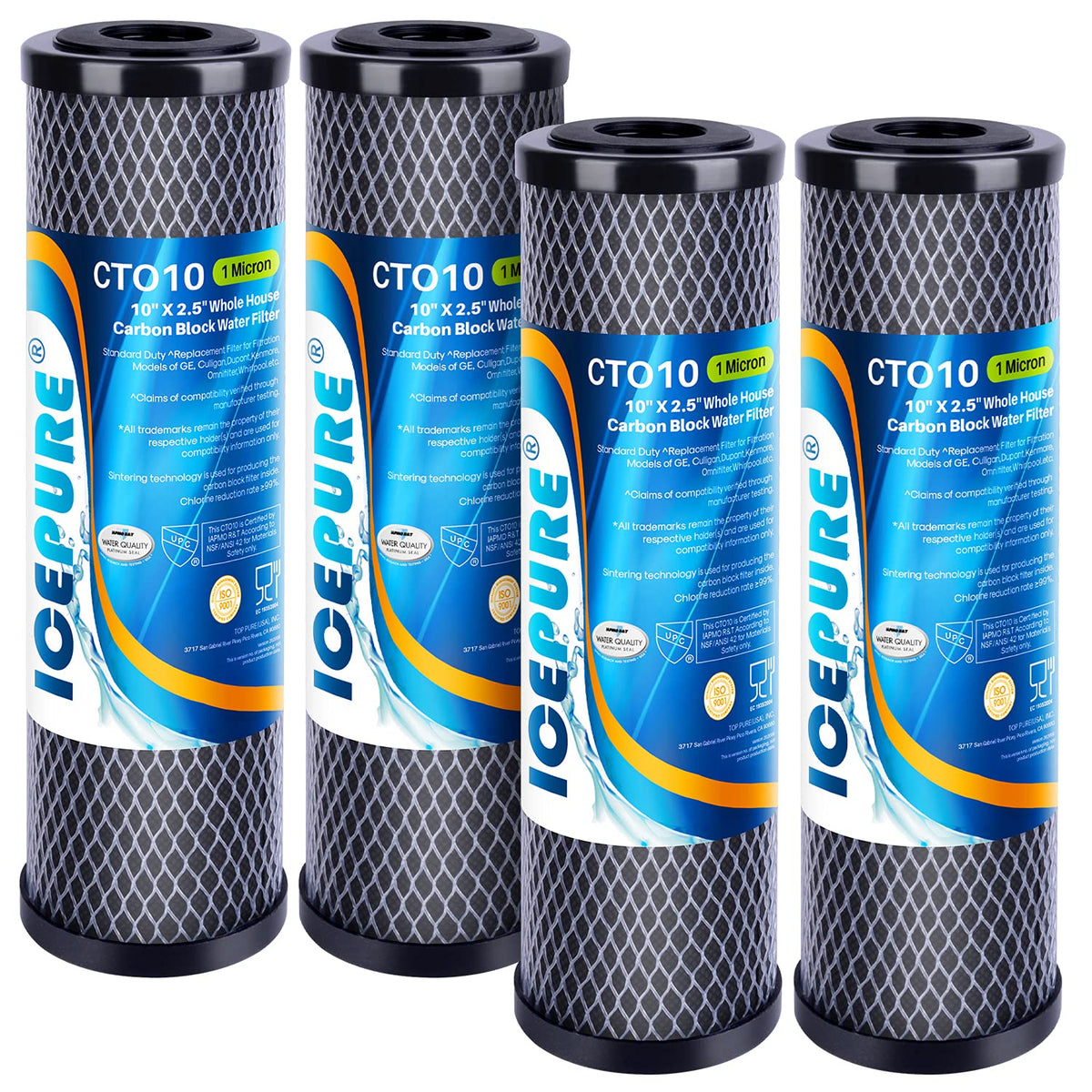 ICEPURE 1-micron whole-house filter packaging highlights cleaner water