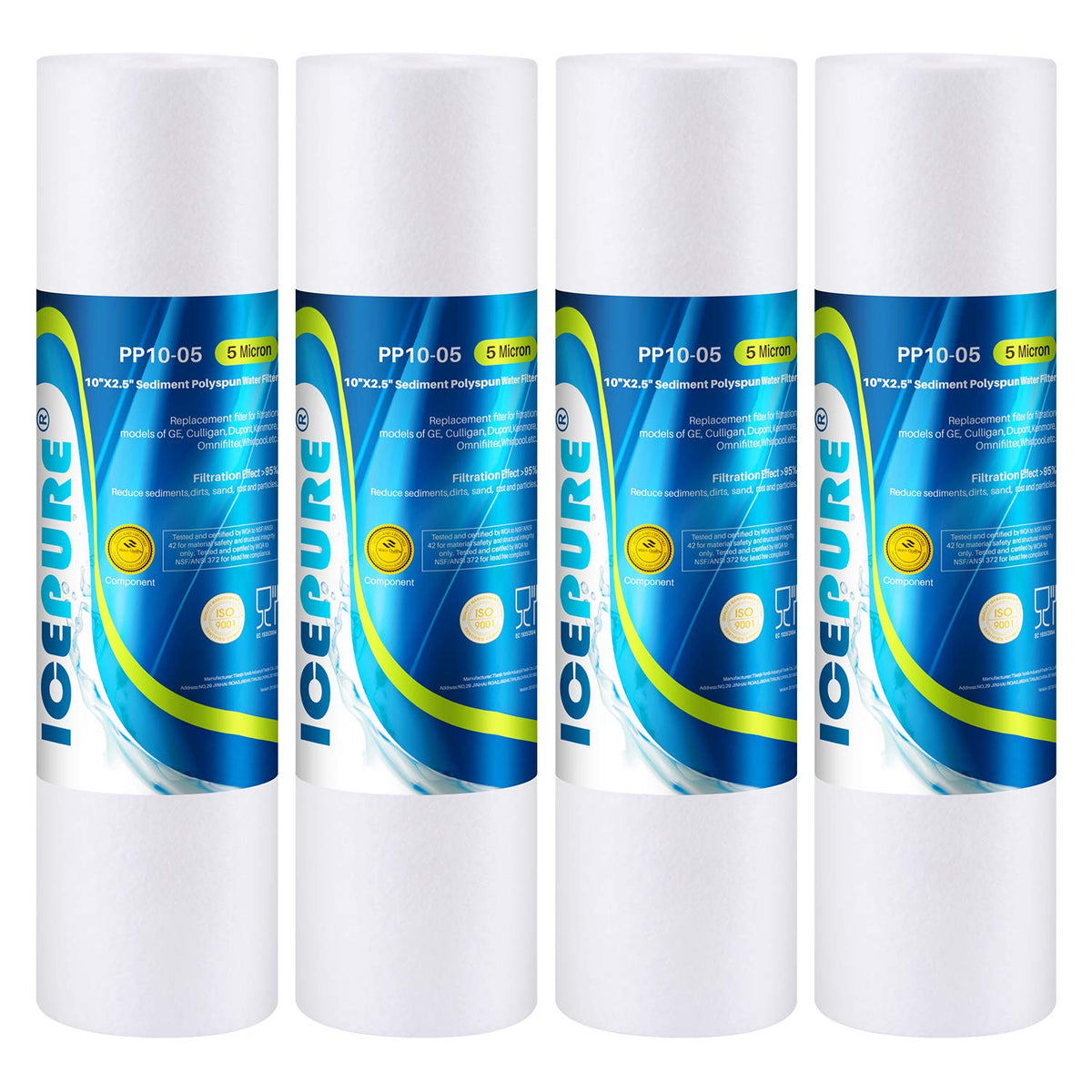 ICEPURE 10x2.5 inch sediment filter ready for whole-house use to improve water clarity.