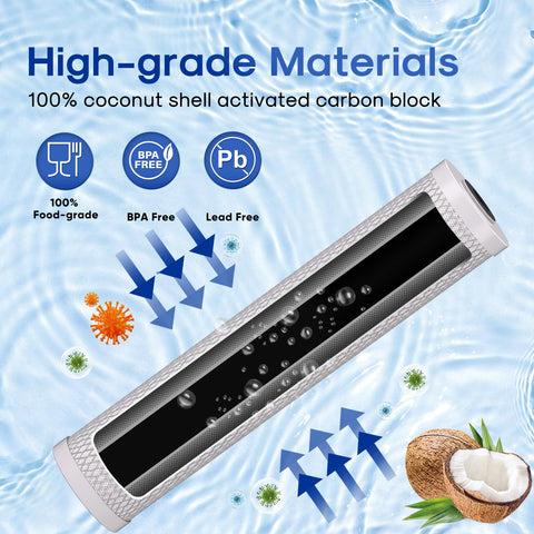 ICEPURE CTO20BB cartridge lasts up to 100,000 gallons for long-term filtration.