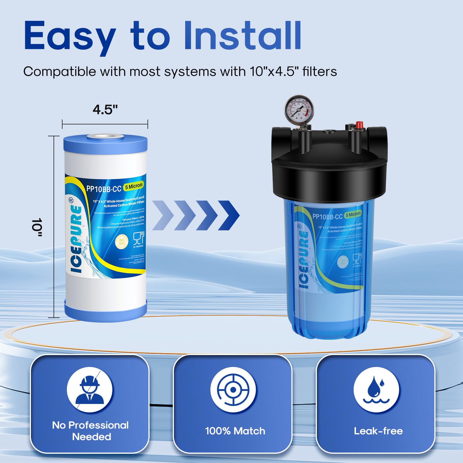 ICEPURE filtration reduces sediment and limescale for smoother showers
