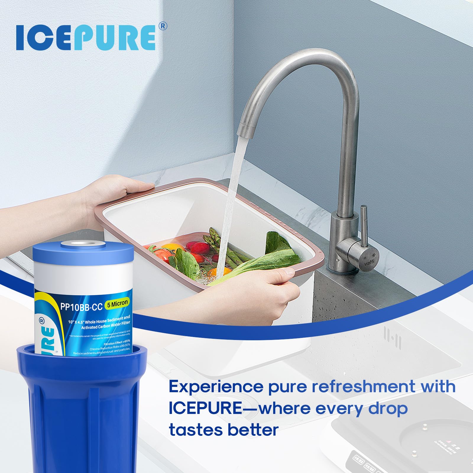 ICEPURE installation guide image offers quick-start steps for DIY setup
