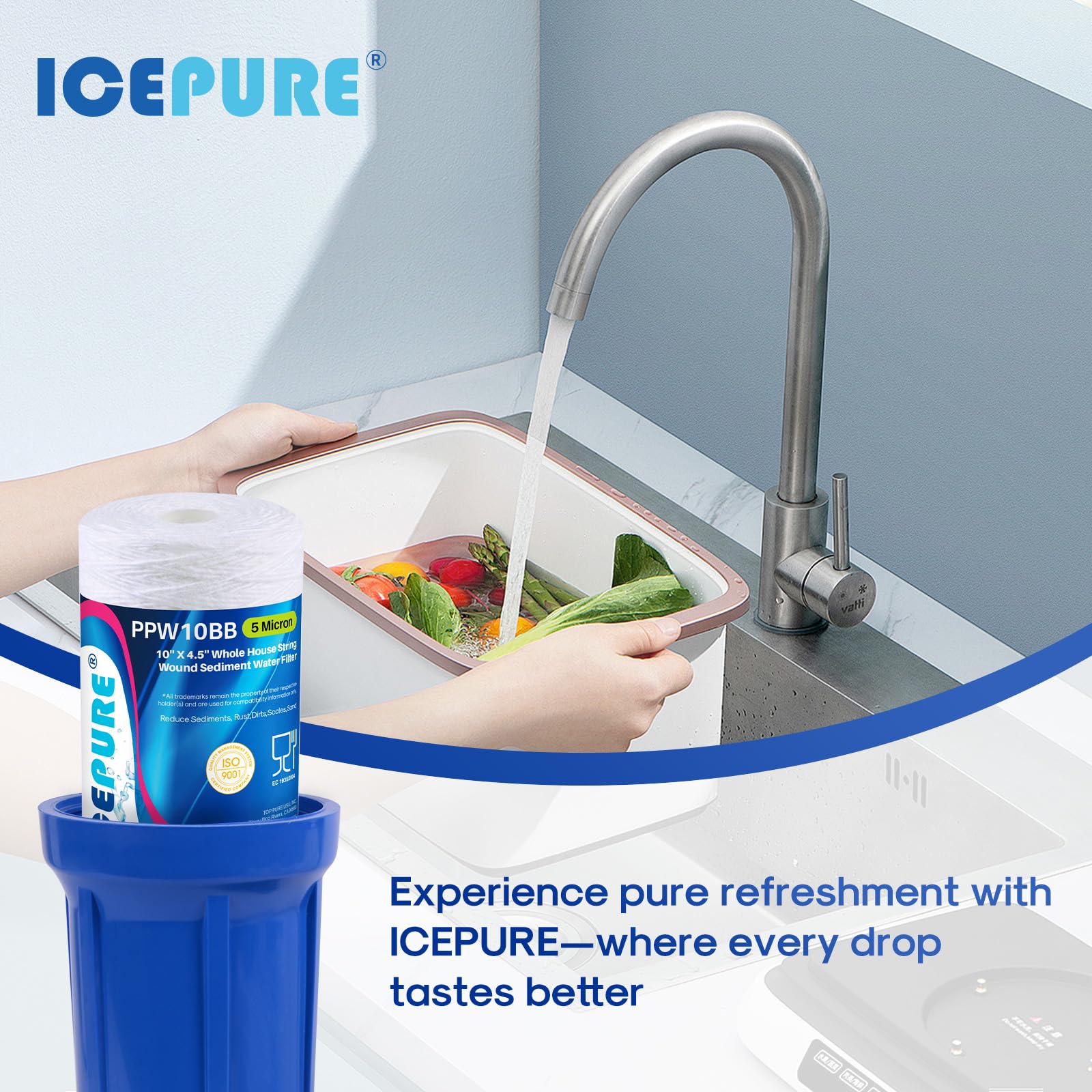 ICEPURE 2-pack packaging keeps spare filters ready for maintenance