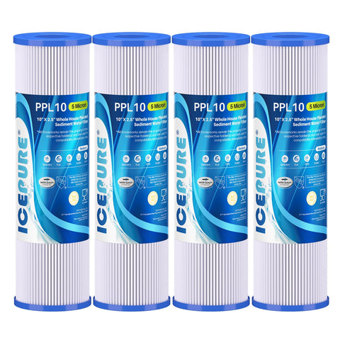 ICEPURE 4-pack pleated sediment filter in a pack-shot, ready for installation.