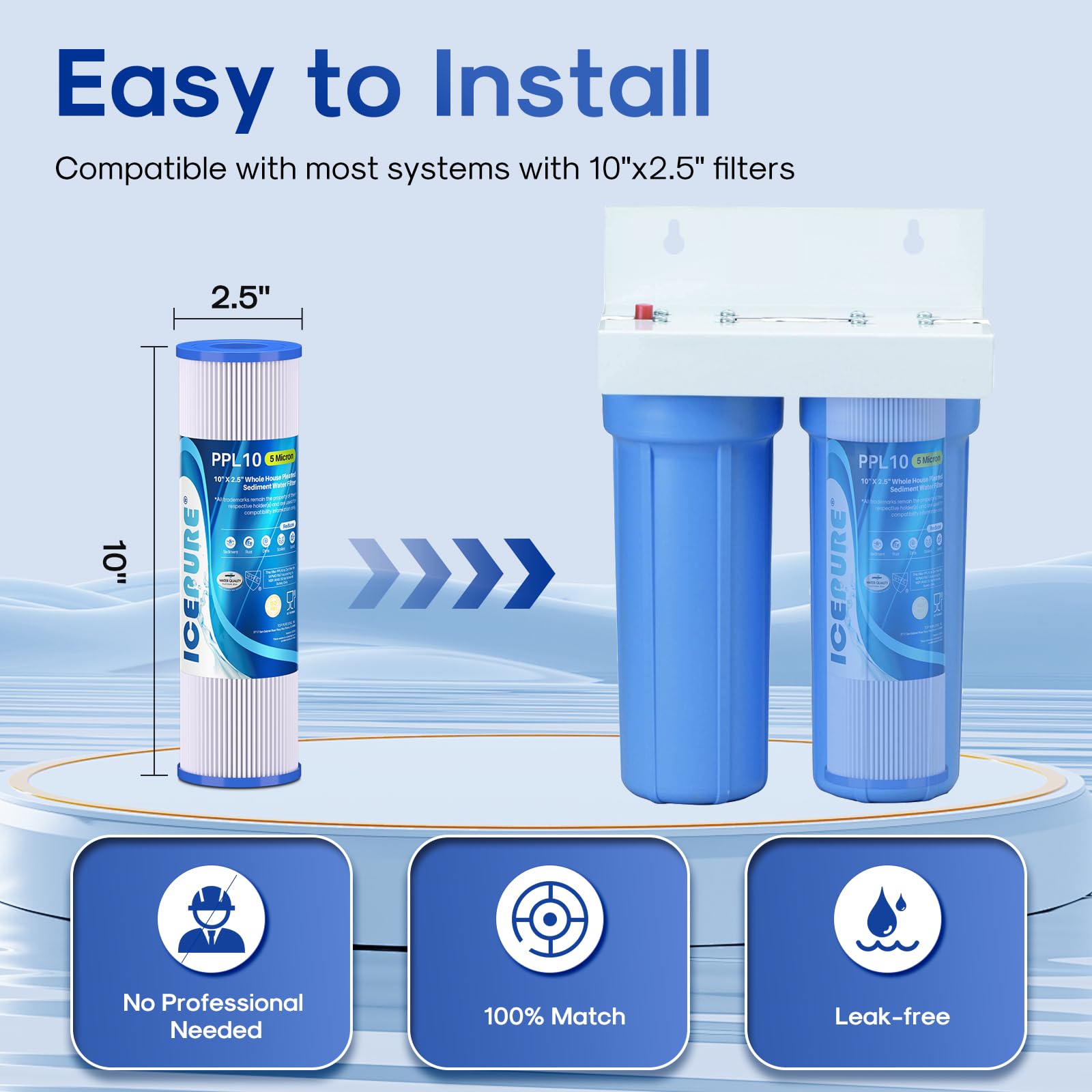 Compact pleated design from ICEPURE emphasizes space-saving filtration.
