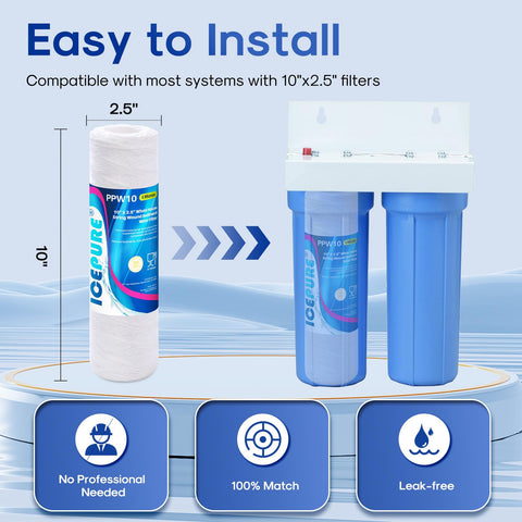 ICEPURE standard 10-inch housing fit simplifies replacement in most RO systems.