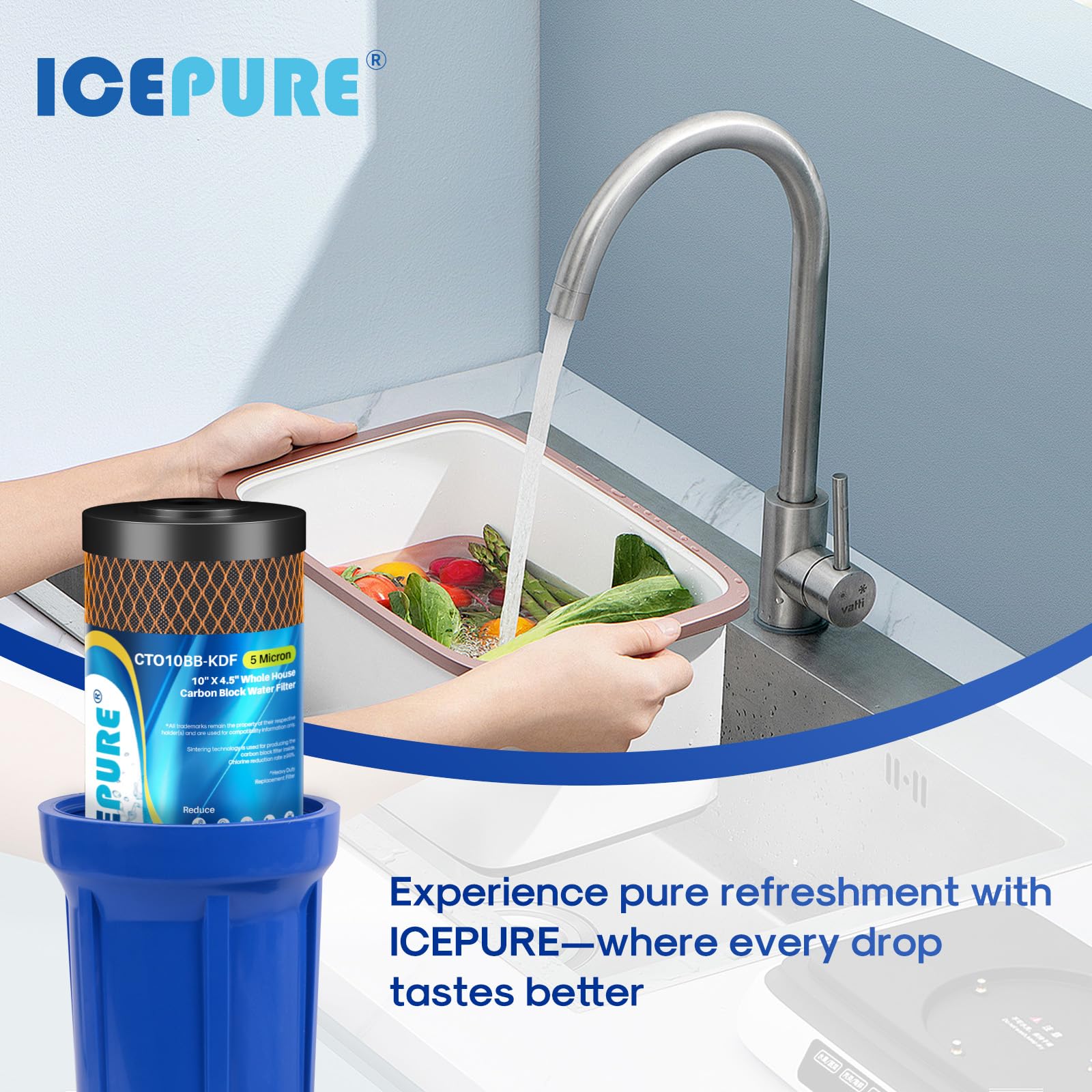 ICEPURE compatible with common tap-water filtration setups