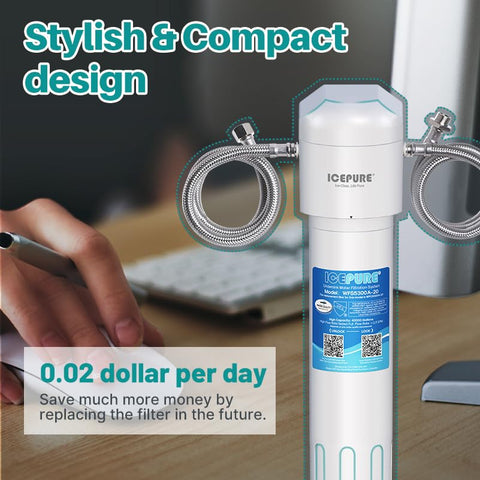ICEPURE WFS5300A-20 drinking water faucet close-up shows convenient tap access.