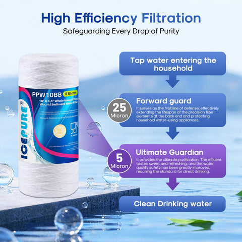 ICEPURE 2-pack replacement cartridges shown for easy maintenance and protection.