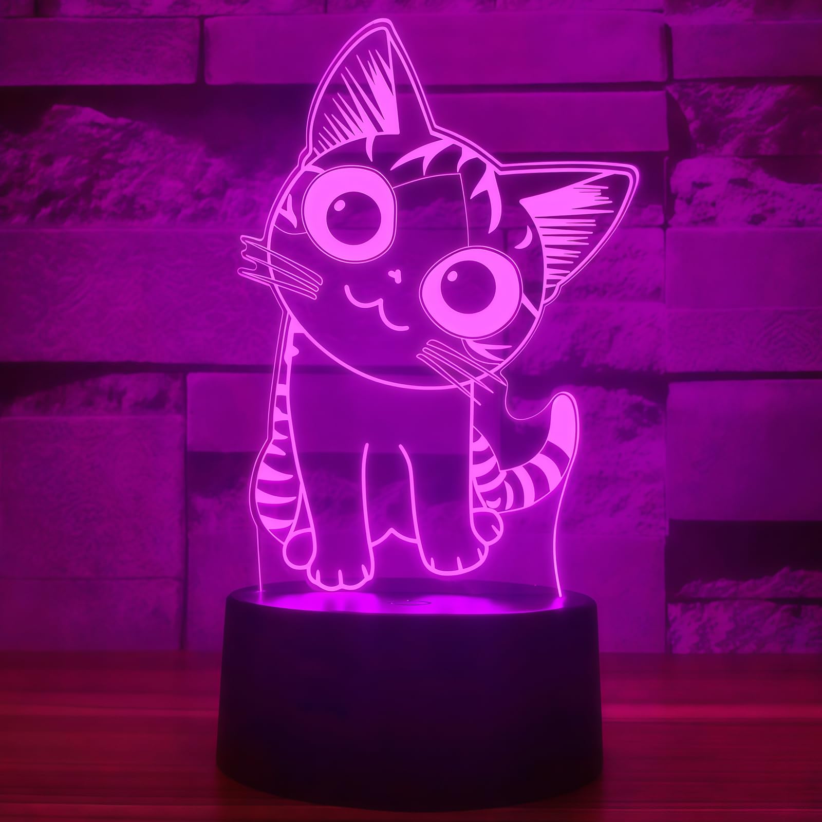 i-CHONY Cat Gift Night Light shows a 3D cat illusion for kids' rooms
