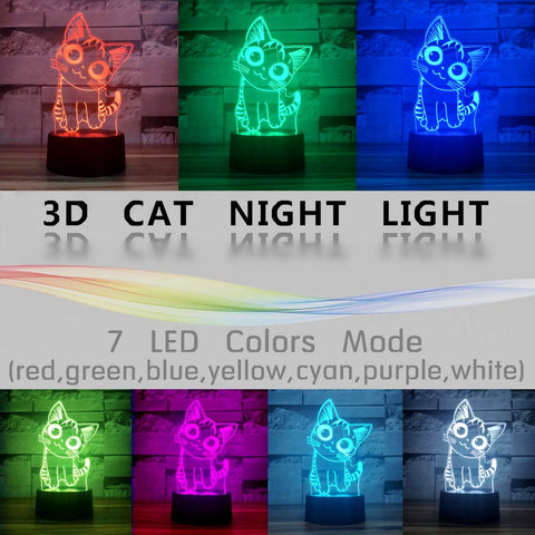 i-CHONY Cat Gift Night Light with touch control for quick color pick