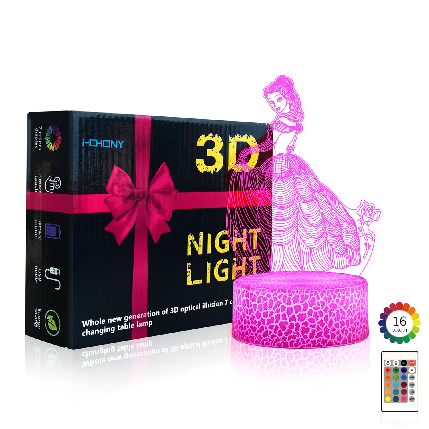 i-CHONY princess night light color cycling with 16 colors