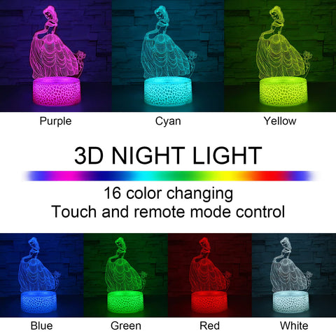 i-CHONY princess night light with remote control for easy color changes
