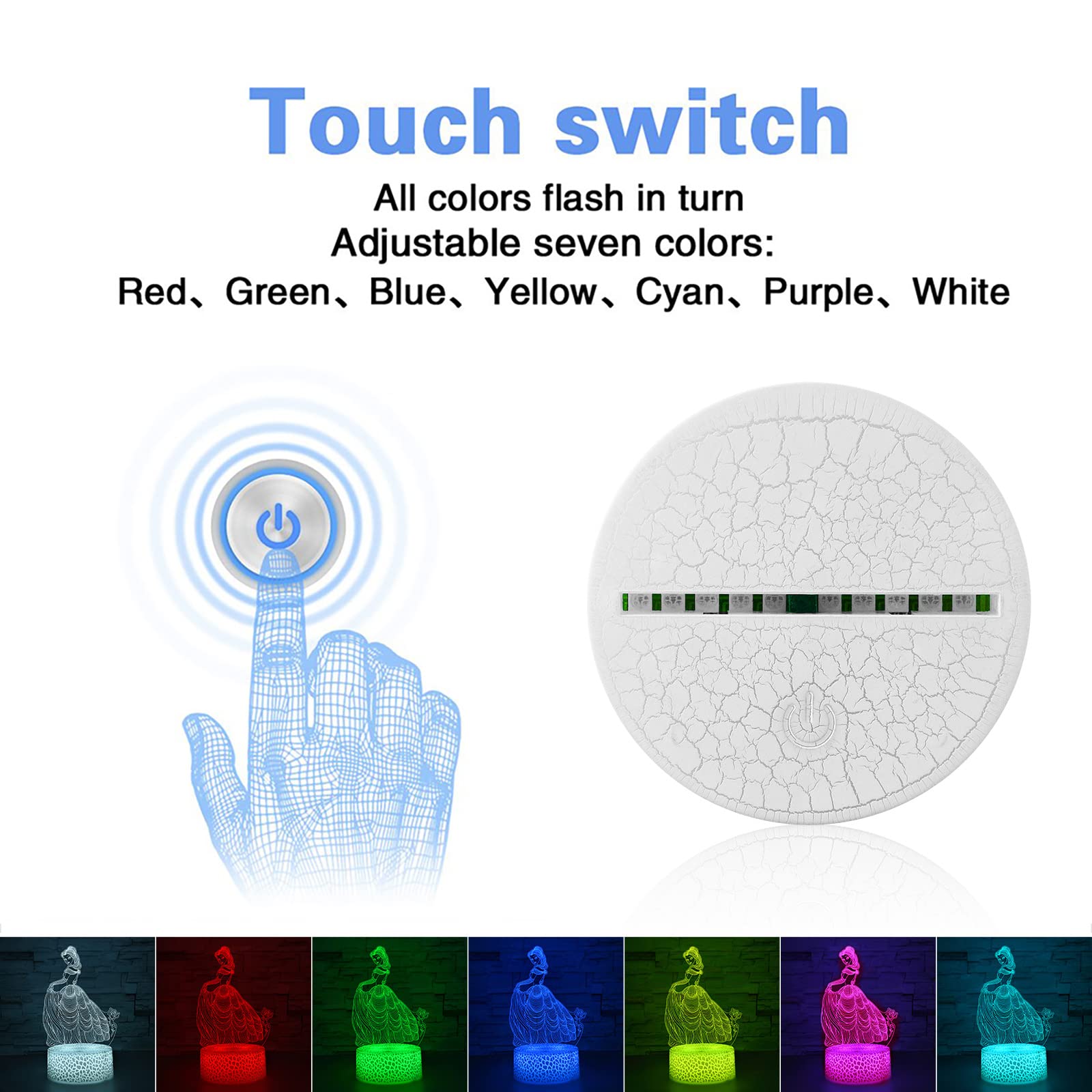 i-CHONY princess night light static color mode for calm ambience