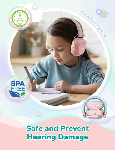 iClever kid-friendly safety earmuffs with BPA-free materials safeguard sensitive ears.