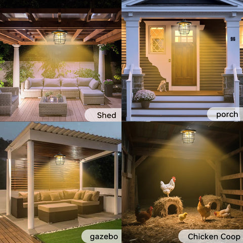 ICOFRU Solar Shed Light pendant illuminates porches with elegant glow.