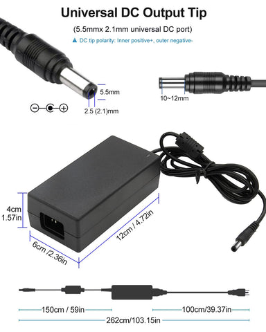 iCreatin 24V power supply includes AC cord for ready-to-use setup