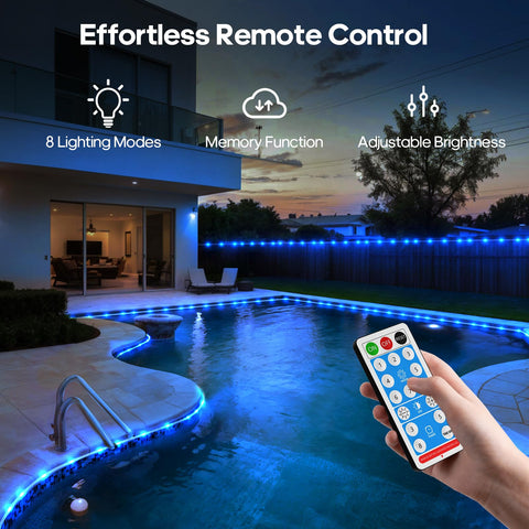 ICRGB IP67 waterproof blue lights endure weather while brightening walkways.