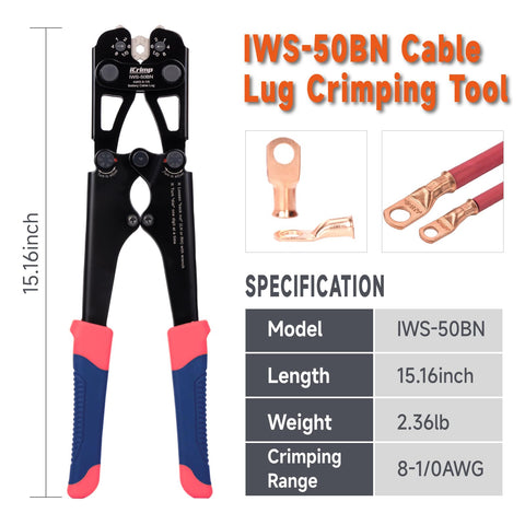 iCRIMP tool with 6 AWG jaw enabling tight connections on copper and aluminum lugs