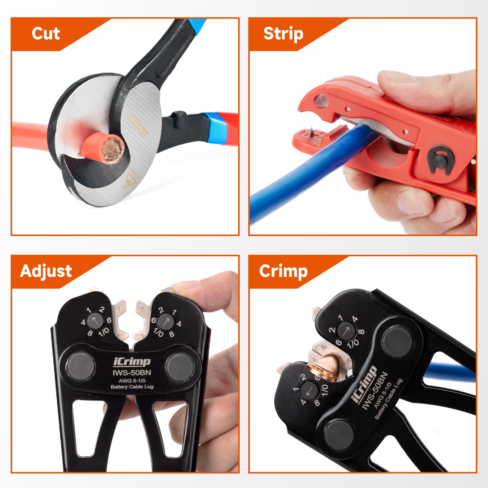 iCRIMP adjustable-wheel design aids precise jaw sizing for user-friendly operation