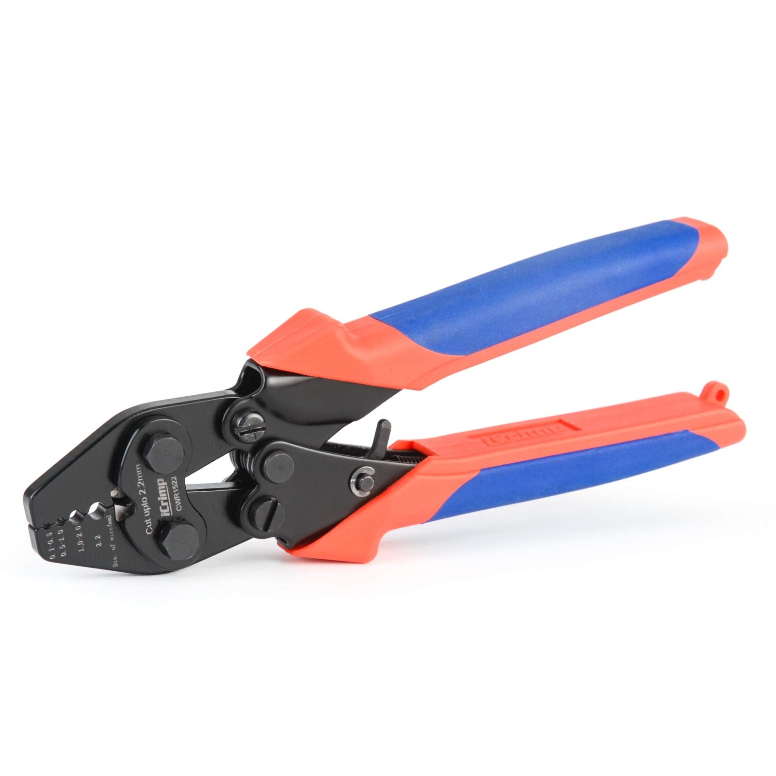 iCRIMP CWR1522 wire rope crimping tool in full view for railing installations