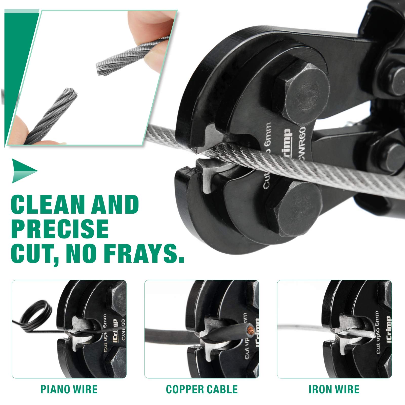 iCRIMP CWR60 cutting copper cable with sturdy blades and smooth action.
