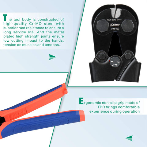 iCRIMP CWR60 cutting piano wire for precise, controlled breaks.
