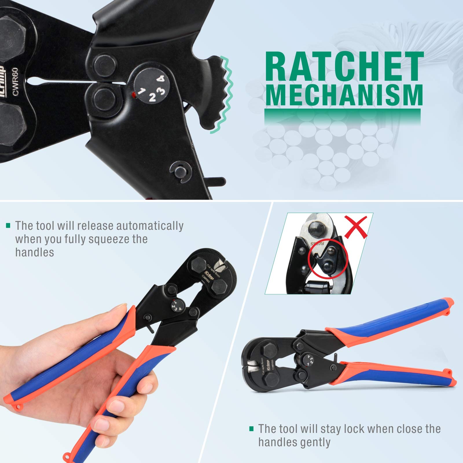 iCRIMP CWR60 ergonomic TPR grip enables comfortable handling.