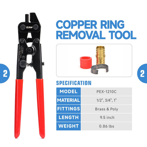 iCRIMP PCKIT-1234PS PEX removal tool safely decrimps copper rings.