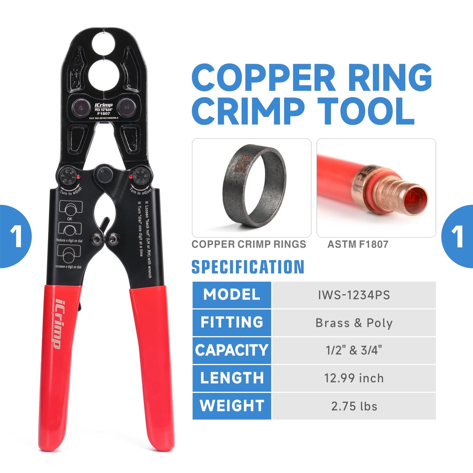 iCRIMP PCKIT-1234PS PEX tubing cutter delivers clean cuts up to 1 inch.