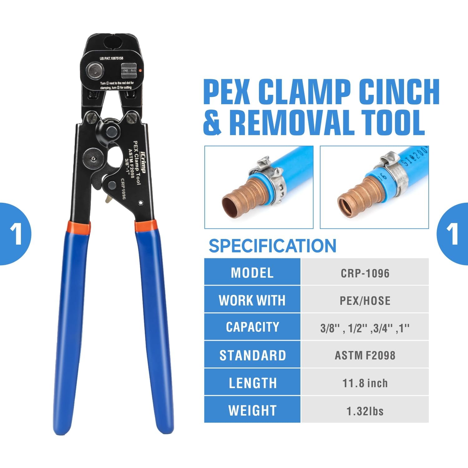 iCRIMP 1/2 in PEX clamps—20-pack for durable, reusable connections.