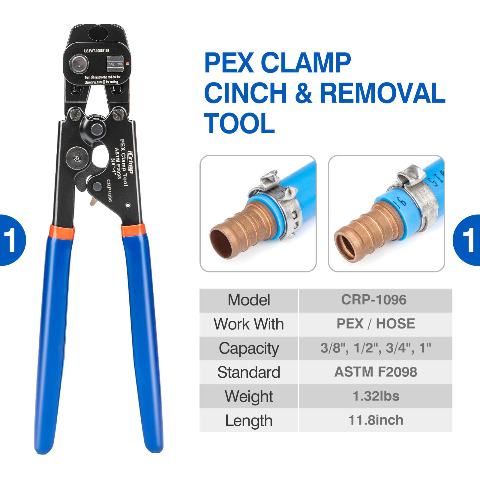 iCRIMP PEX clamp tool kit open case reveals components for quick, reliable connections.
