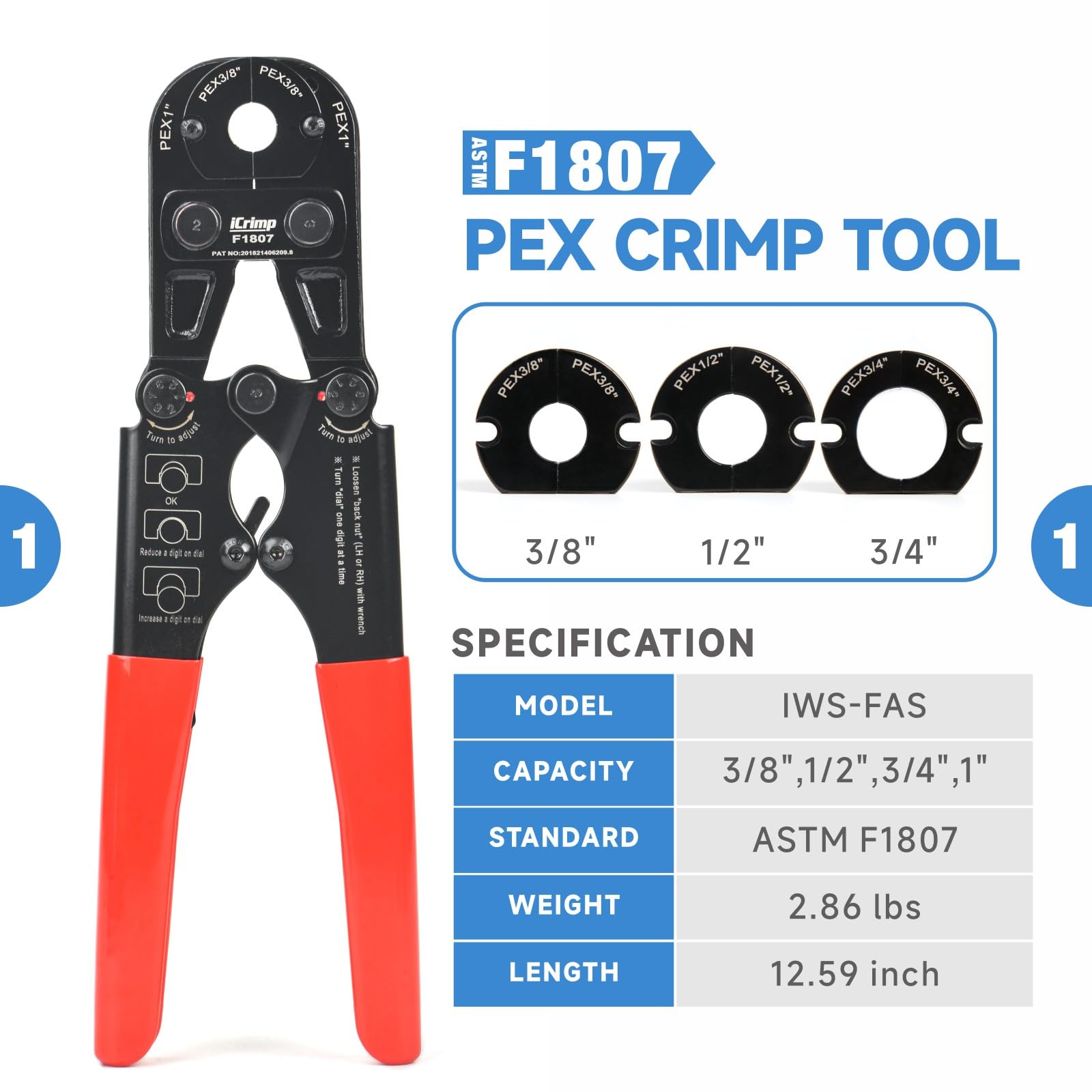 iCRIMP PEX crimp tool for 1/2 inch fittings ready for secure connections.