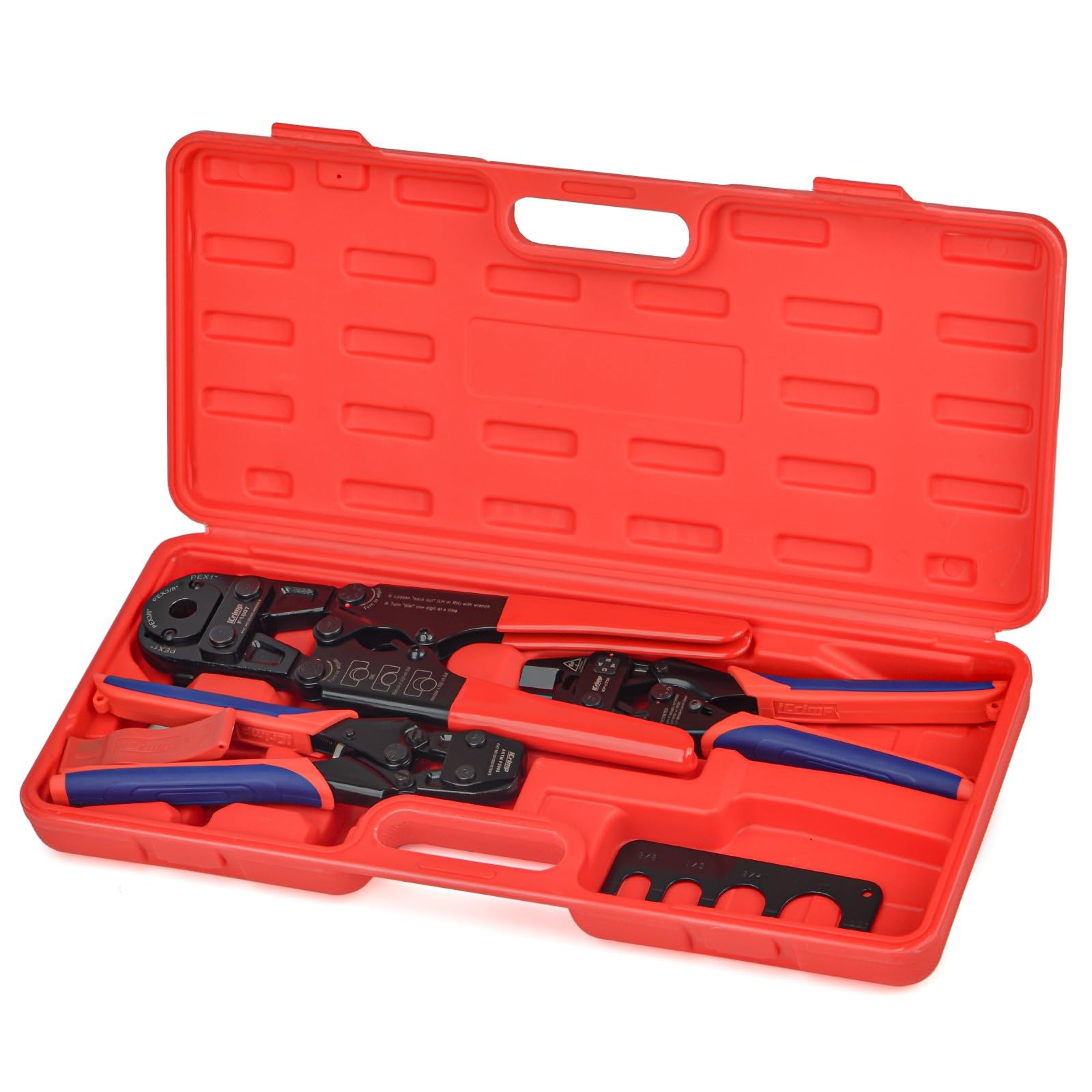 iCRIMP PEX crimp tool set shown for efficient copper ring crimps.