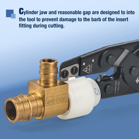 iCRIMP PEX expansion rings removal tool for 5/8 inch fittings prevents damage to brass.