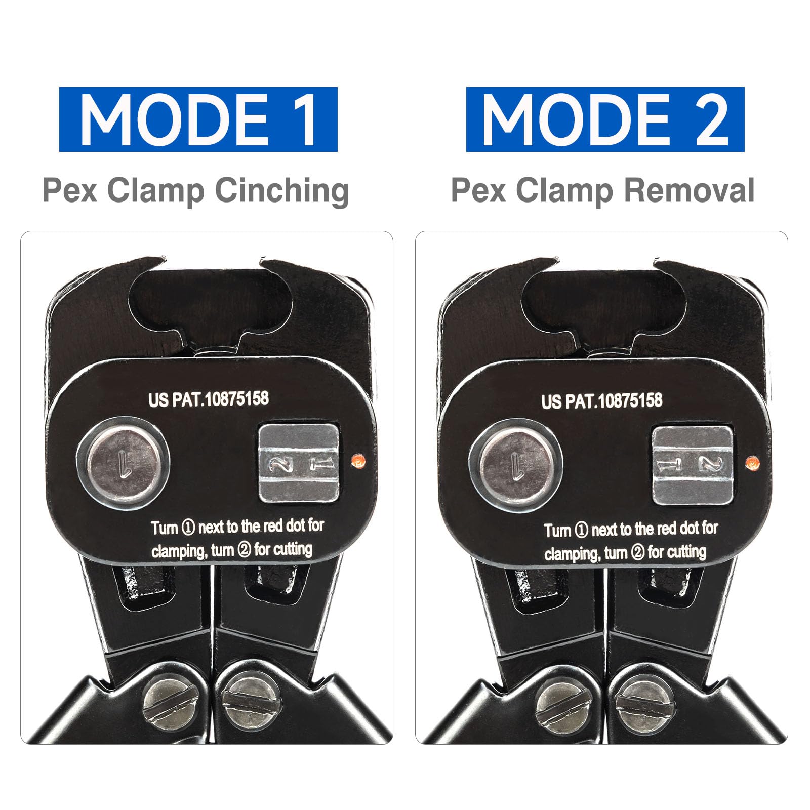 iCRIMP PEX tubing cutter close-up highlights clean cuts through PEX up to 1 inch.