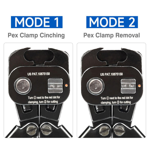 iCRIMP PEX tubing cutter close-up highlights clean cuts through PEX up to 1 inch.