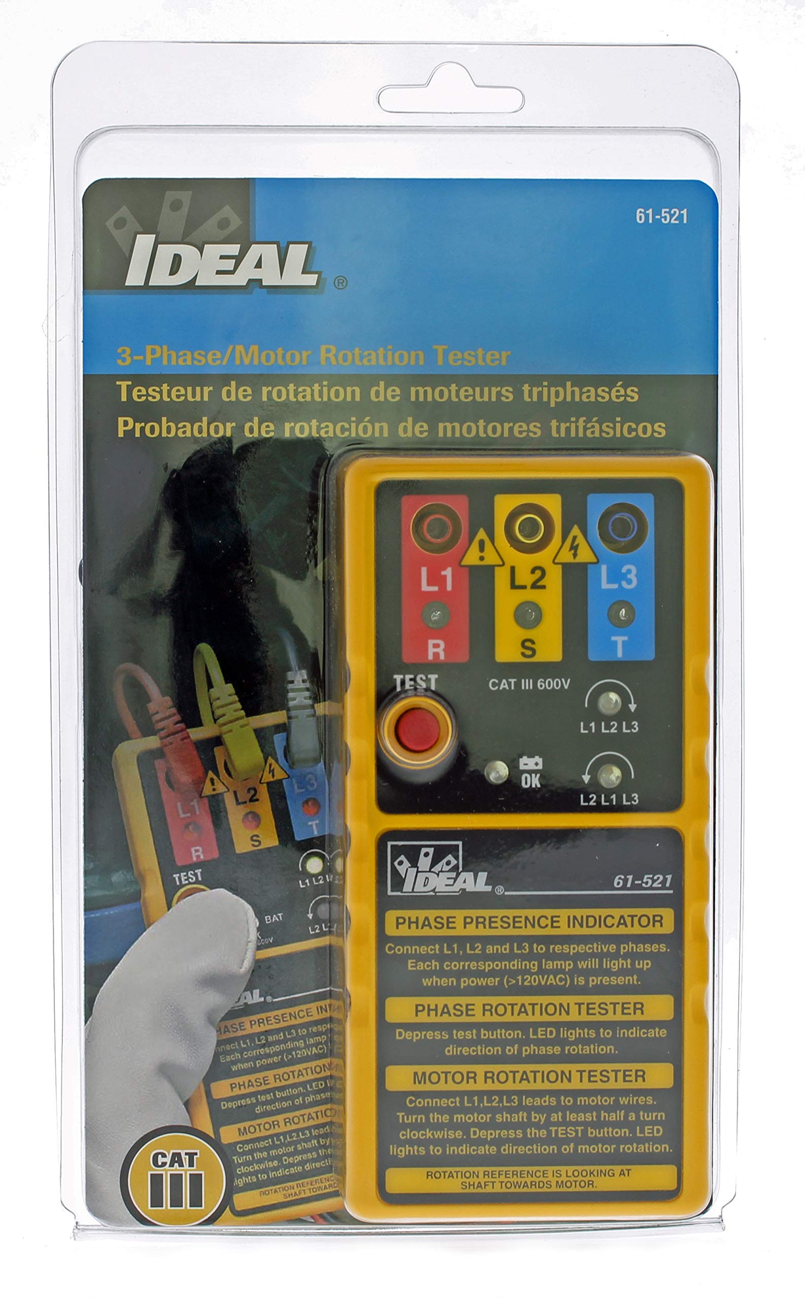 Clear labeling supports safe testing up to 600 VAC