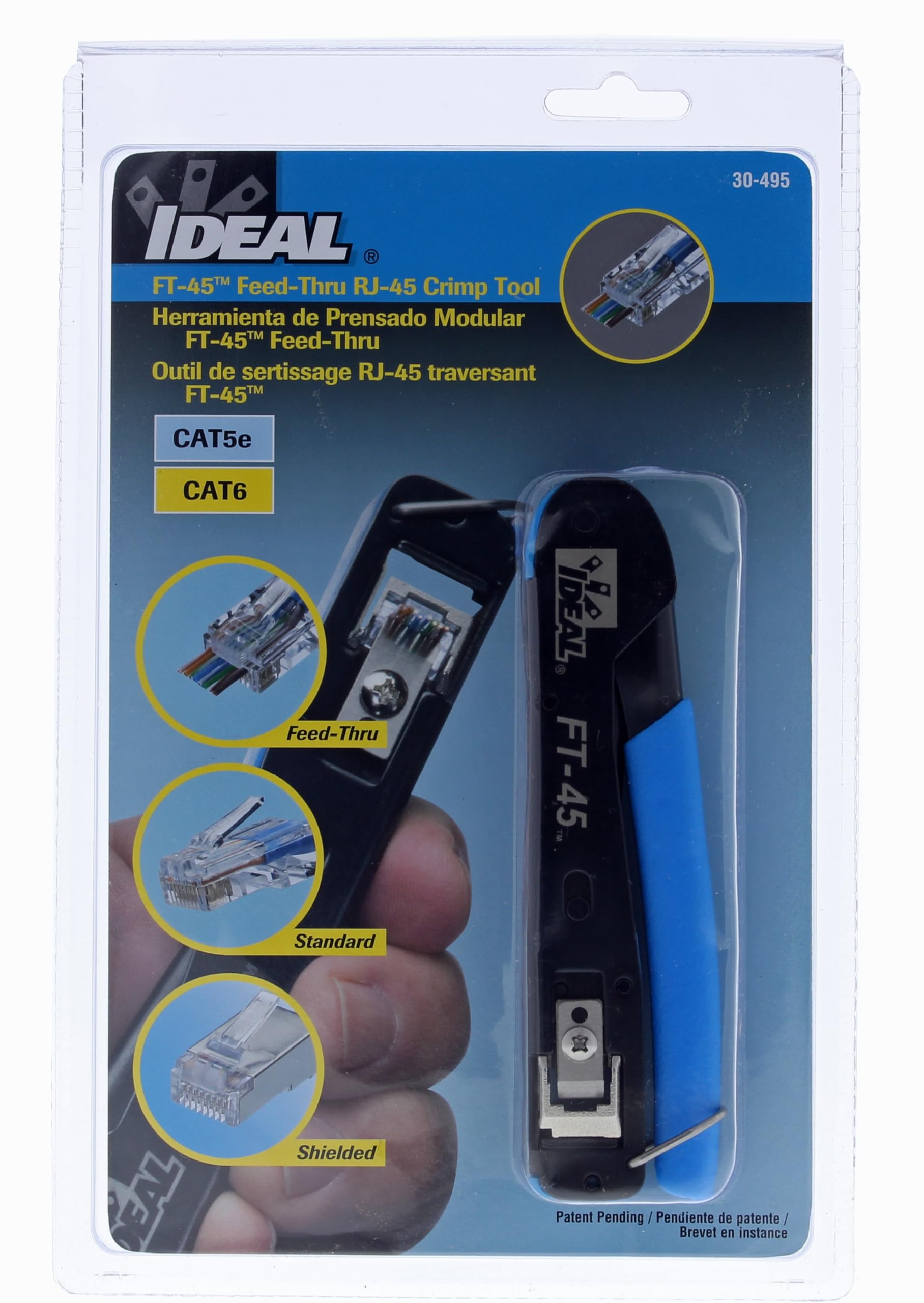 IDEAL FT-45 compatibility with CAT5e, CAT6, CAT6A RJ-45 connectors