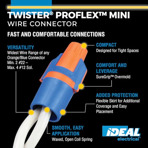 IDEAL Twister ProFLEX Mini inside view highlighting broad wire range compatibility
