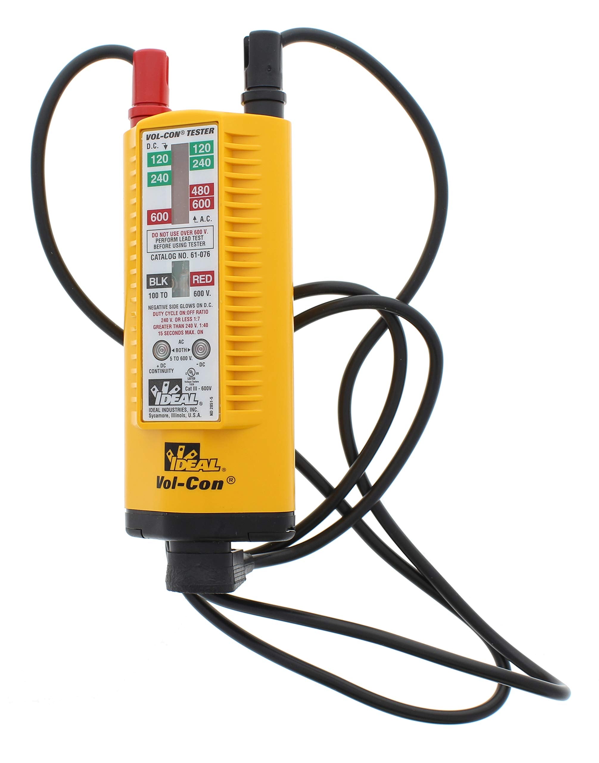 IDEAL Vol-Con tester shows voltage status with bright indicators