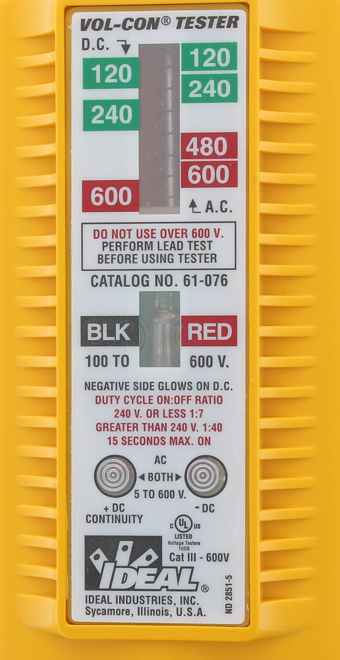 IDEAL Vol-Con tester uses replaceable leads for repeated testing