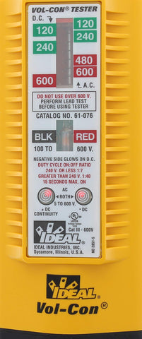 IDEAL Vol-Con tester features shielded probe tips for safer testing