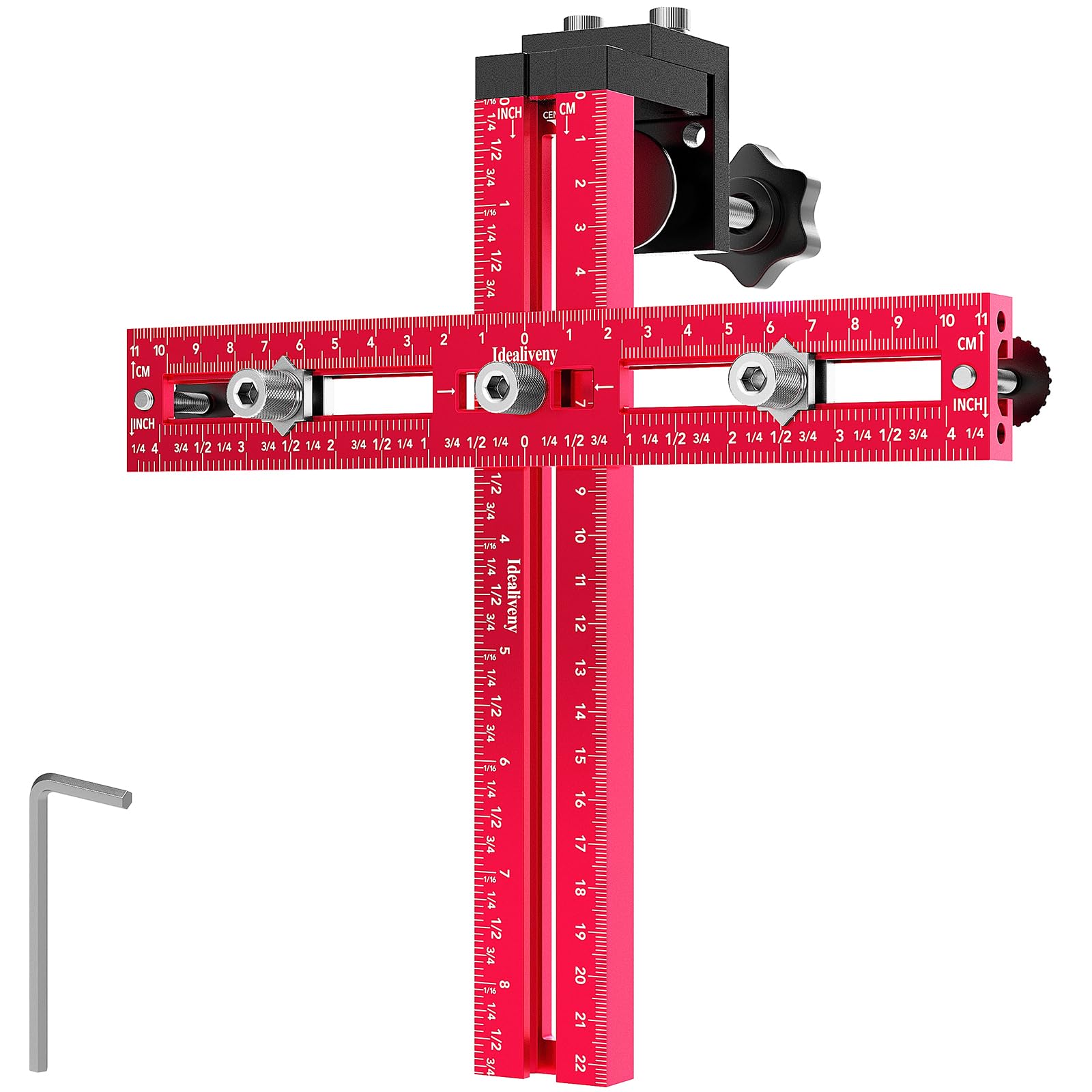 Idealiveny cabinet jig clamp-setup enables precise drilling for flawless hardware placement.